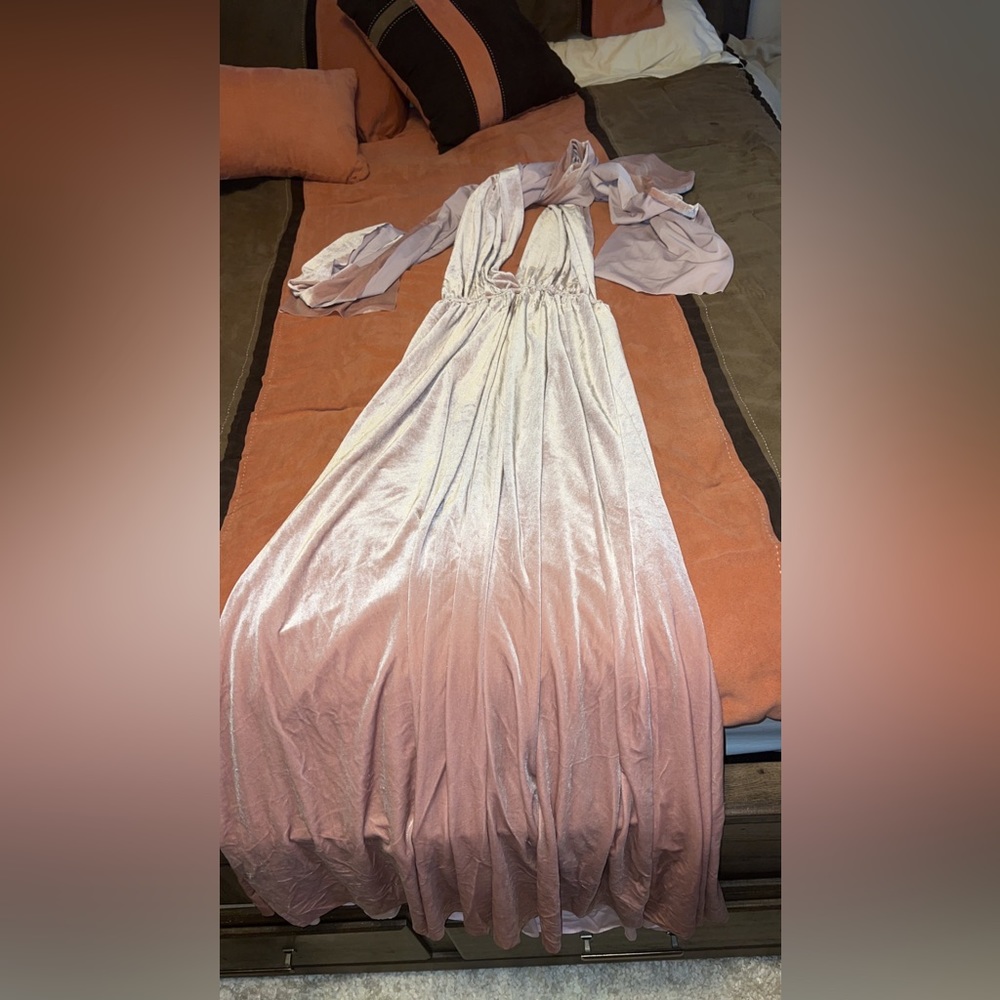 Maxi wrap dress. Gorgeous velvet blush material!